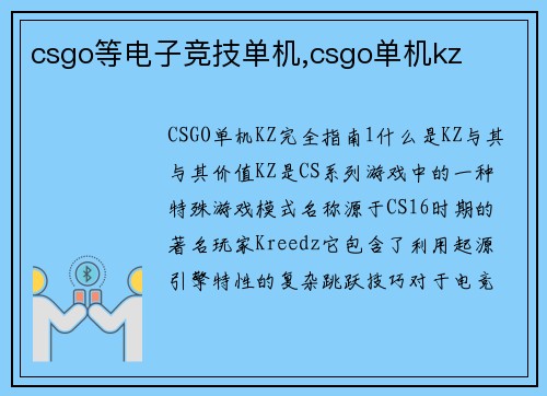 csgo等电子竞技单机,csgo单机kz